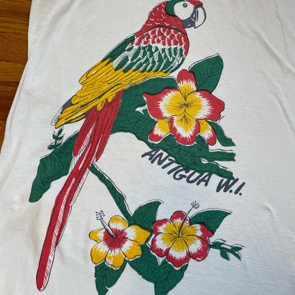 amazing 80s/90s jungle parrot nightgown pajama shirt Antigua WI Wisconsin cute - Picture 2 of 7